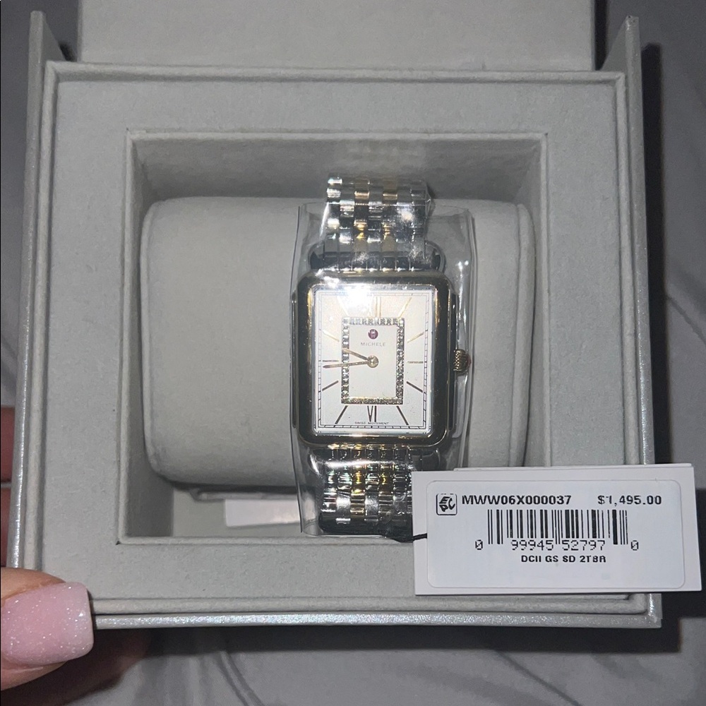 Michele Gold and Silver Rectangular Watch - image 7